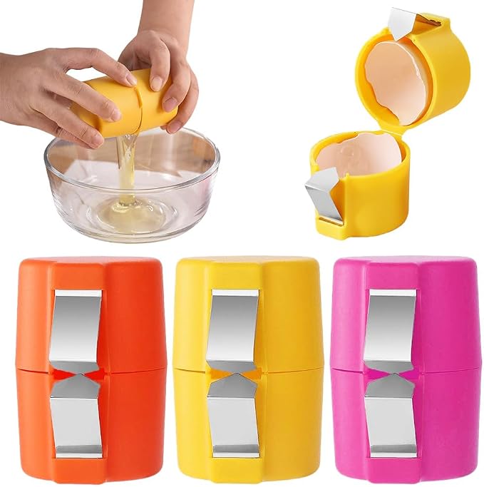 Egg Shell Opener, 2026 Premium Egg Shell Cutter Eggs Shell Separator for for Home Kitchen Gadgets, Multifunctional Egg Cutter Egg Cracker Separator Raw Eggs (Yellow Red Pink)