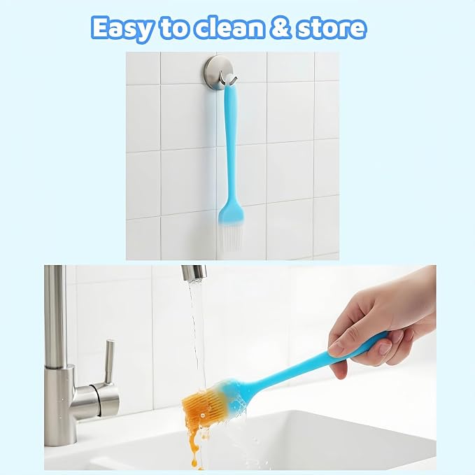 Silicone Basting Pastry Brush, 10.35 Inch, Blue, Food Grade, Heat Resistant -30°C to 230°C, No Bristle Loss, for Baking, BBQ, and Cooking