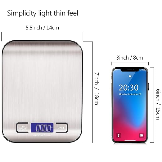 Food Kitchen Scale, Black (Pack of 2)