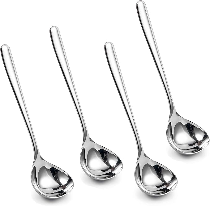 IMEEA 8-Inch Gravy Ladle SUS304 Stainless Steel Serving Ladle, Set of 4