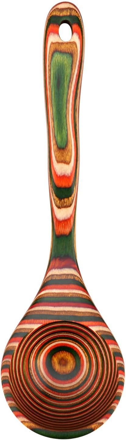 Pakkawood Ladle, Colorful Multicolor, 10.2 Inch, Hand Polished with Vegetable Oil Finish, Hanging Hole, Streamlined Design