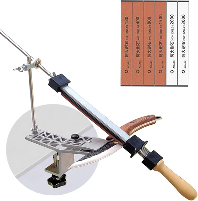 Professional Sharpener with 6 Sharpening Stones, Fixed Angle Kitchen Chef Knife Sharpening Set, Grinding Grip System Tool, Professional Sharpening