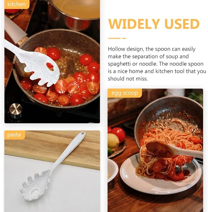 Spaghetti Spoon Silicone Pasta Fork Spaghetti Strainer Server Spoon Design Noodle Egg Cooking Tools for Kitchen Restaurant White Cooking