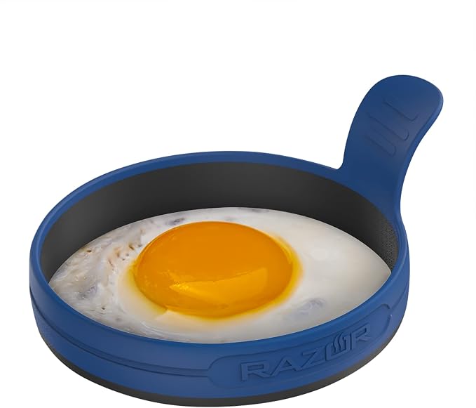 RAZOR Silicone Griddle Egg Rings with Easy Grip Handle | Easy Grip Handle, for Perfectly Round Eggs, 4 Pack