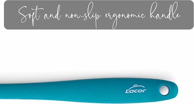 Lacor - 64452 Set of 3 Ocean Kitchen Utensils, Kitchen Spoon, Spatula and Kitchen Brush, Silicone, Metal Core, Non-Stick, Dishwasher Safe, Length 27.5 cm