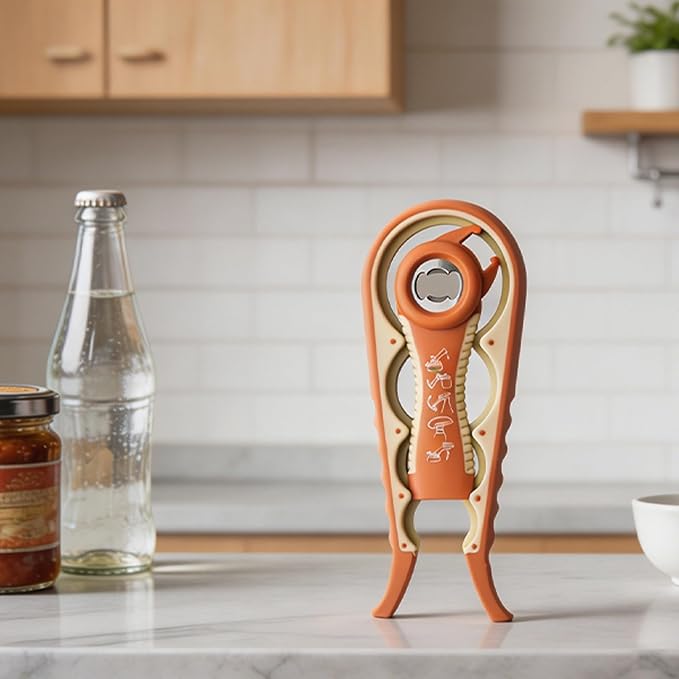 Bottle Opener for Arthritic Hand,Jar Opener for Old People, Children, Women, Those with Weak Hands,Multifunctional Kitchen Gadgets (A-Orange)