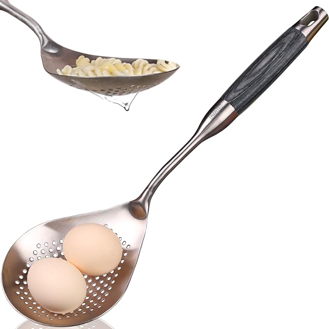 Skimmer Slotted Spoon,304 Stainless Steel Ladle/Strainer for Cooking and Frying, Pasta Strainer/Frying Spoon for Kitchen and Colander