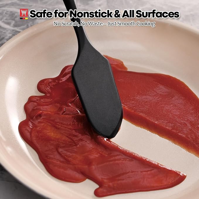 WAGENSTEIGER Silicone Head Scraping Spatula with Wooden Handle: Multi-Purpose Cooking Tool for Spreading, Baking and Mixing, Heat Resistant Cookware, Protects Surfaces with Gentle Head Design