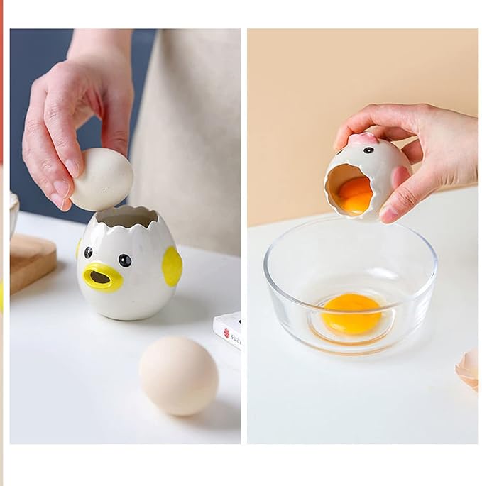 2Pcs Egg Separators, Ceramic Chicken Yolk Strainer Kitchen Cooking Accessories Suitable for Kitchen Egg Cooking