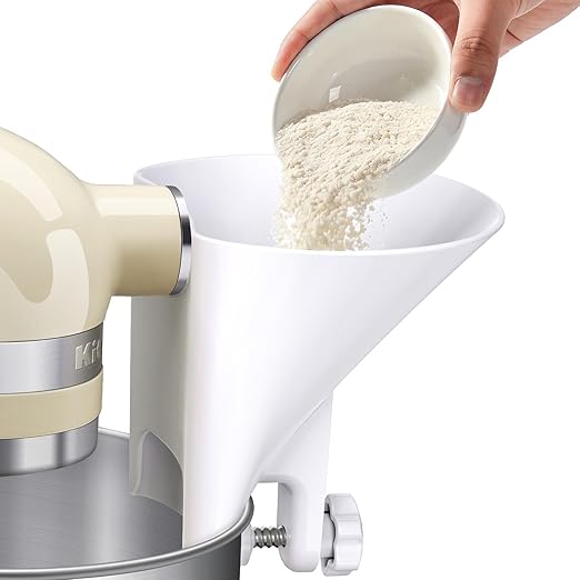 Flour Funnel for Kitchen Aid Mixer,KitchenAid Accessories and Attachments for Multiple Stand Mixers 3.2Qt-7Qt,Wide Mouth Pouring Chute Durable Dishwasher Safe Baking Mothers Day Gift for Women