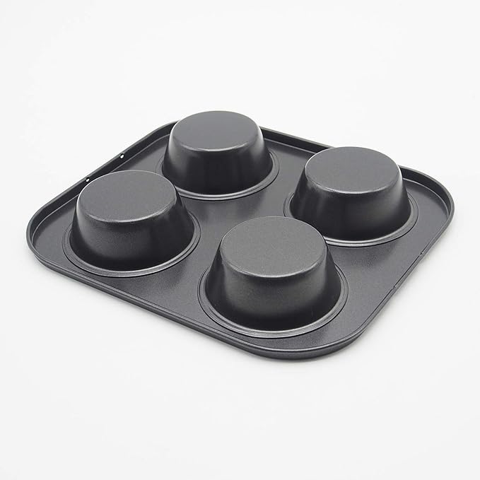 4 Cup Muffin Pan 8.5x 7.48” Air Fryer Small Oven Cupcake Baking Pan | Carbon Steel, Nonstick, No Toxic Bakeware, 2 Pack, Toaster Oven Tin, 1-2 Person Use, Easy Clean