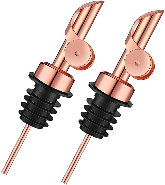 Pafuen 2 Pack Liquor Pour Spout, Oil Pourer, Olive Oil Pour Spout for Olive Oil Dispenser (Rose Gold)