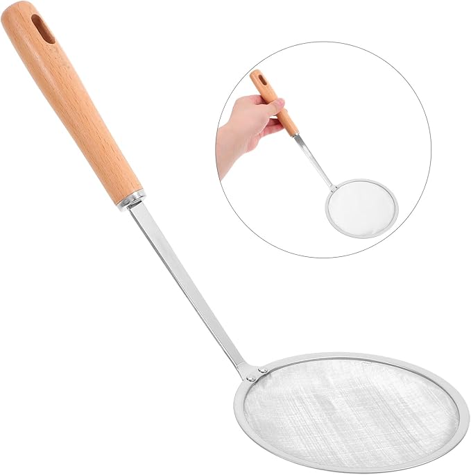 PRETYZOOM Stainless Steel Skimmer Spoon Colander Ladle Strainer Handle Oil Filtration Nut Milk Strainer