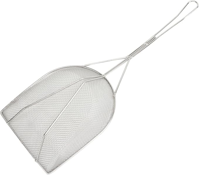 Strainer Skimmer, Stainless Steel Fryer Skimmer Ladle with Long Handle Fine Mesh Strainer Skimmer for Kitchen Deep Fryer, Skimming Grease and Foam(5.9x18.3in)
