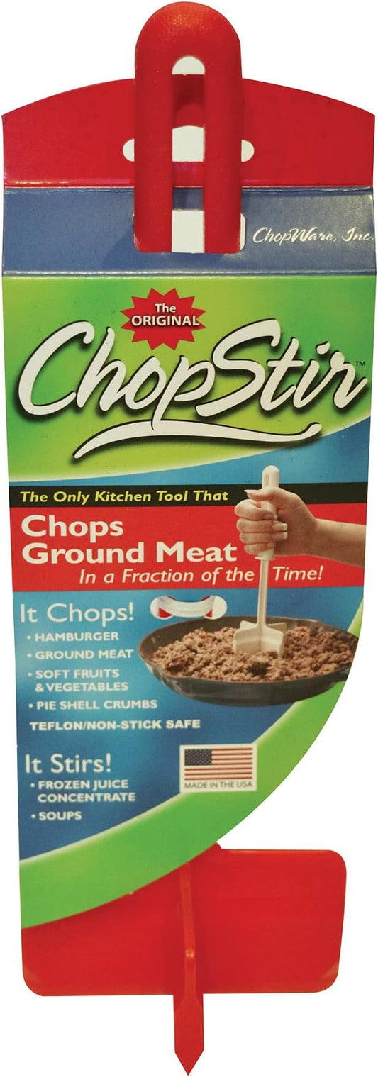 ChopStir HIC Original Hamburger Ground Meat Vegetable Frozen Concentrate Egg Chopper, Heat-Resistant Nylon, Red, 3.5 x 10.75