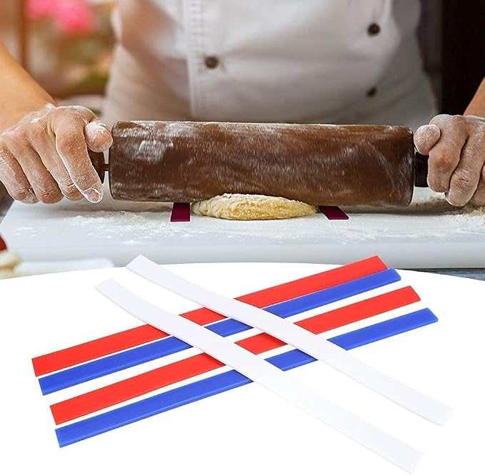 Dough Thickness Guides, 15in 3-Thick Measuring Dough Strips Rolling Pin Guides Non Stick Silicone Baking Pastry Rulers Thickness Strips for Noodles Fondant Biscuits Pies Baking