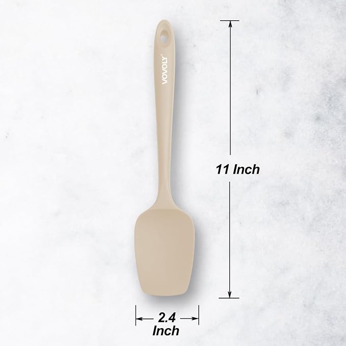 Silicone Spatula Set, High Heat Resistan Rubber Spoon Spatula, Non-Stick Spoonula with Seamless One Piece Design, Flexible Scrapers Baking Mixing Tool,3 Pack, Khaki