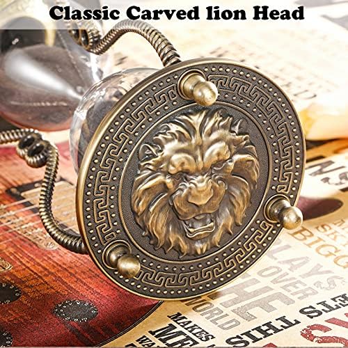 CNCJ Sand Timer 60 Minute Hourglass:Large Metal Lion Carved Sand Clock, Vintage Black Sand Watch 60 Min,Unique Reloj De Arena,Antique Hour Glass Sandglass for Gifts,Office,Desk,Decorations