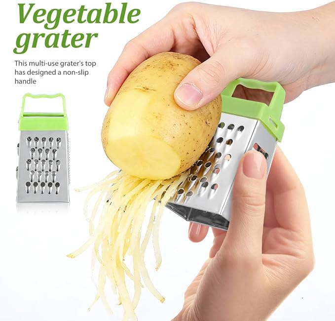 Kichvoe 6-Pack Mini Cheese Grater Set Stainless Steel Box Graters with Non-Slip Handle for Garlic Ginger Vegetable Shredding Slicing Compact Kitchen Tool 2.63X1.45X1.06In