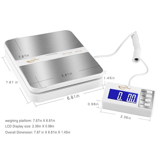 130Lb x0.1OZ Extended Display Digital Shipping Postal Scale, White