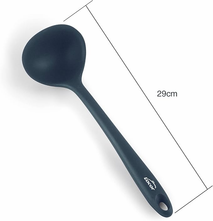 Lacor - 64466 - Grey Bowl, Serving Bucket, Silicone Bowl, Kitchen Utensils, Ergonomic Handle, Non-Stick Coating, high Temperature Resistant, Dishwasher Safe, Length 29 cm