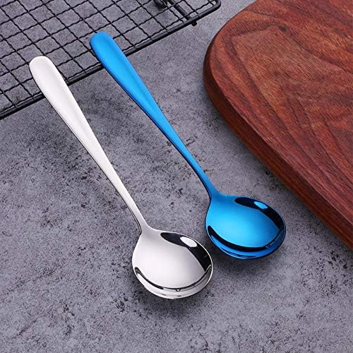 Buyer Star Bouillon Spoon Sets, 7-Inch Round Soup Spoons, Stainless Steel Finished Table Dinner Spoons