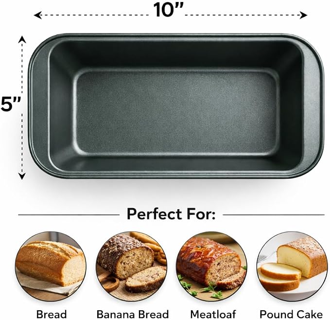 Wee's Beyond Non-Stick Loaf Pan 10x5 Inch Carbon Steel Bread Pan, Easy Release & Easy Clean Bread Baking Pan, Durable Banana Bread Pan for Homemade Bread & Meal Prep Baking