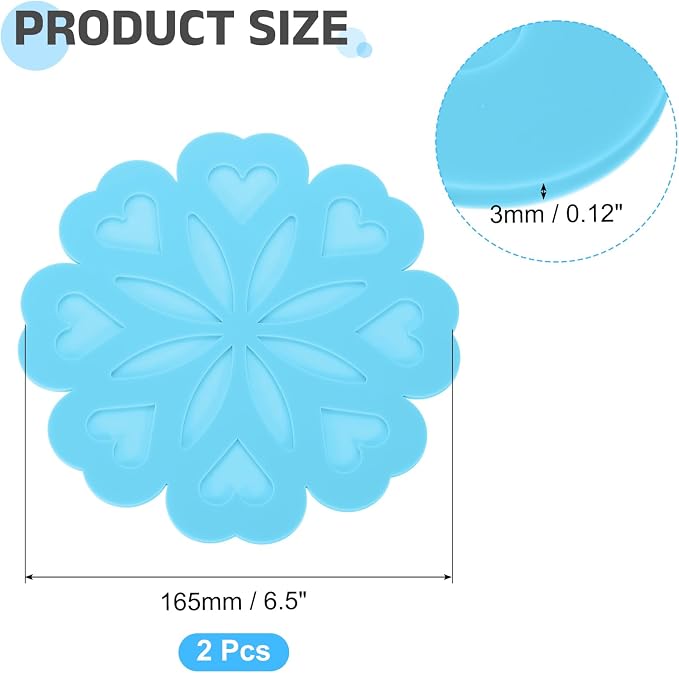 uxcell 2Pcs Silicone Trivet Mats, Flower Pattern Silicone Pad Hot Pad Pan Protectors Table Protector Heat Resistant Mat for Countertop, Hot Dishes, Hot Pots and Pans, Blue
