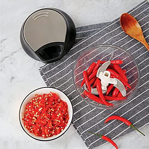 Manual Food Chopper - Onion Chopper Vegetable Cutter - Mini Chopper Nut Meats - Vegetable Dicer - Hand Chopper - Chopper One Piece - Black - 3 Cup