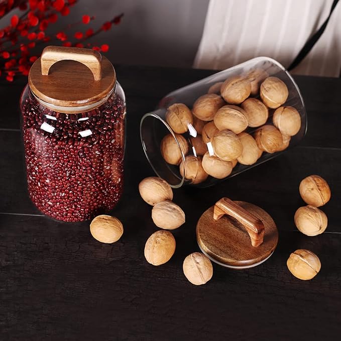 SAIOOL Canister Set of 2, Glass Kitchen Canisters