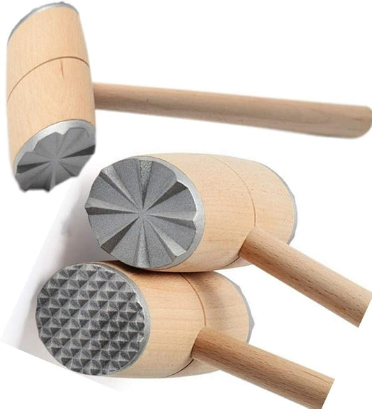Vimi Meat Tenderizer Wooden Meat Tenderizer Mallet,Chicken Pounder with Double Side Aluminum Meat Mallet 12"