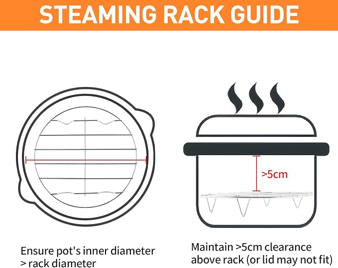 TamBee 8 Inch Cooking Rack Round 304 Stainless Steel Cooling Racks Baking and Cooling Steaming Rack w Stand Cookware for Air Fryer Pressure Cooker Canning 2Pcs