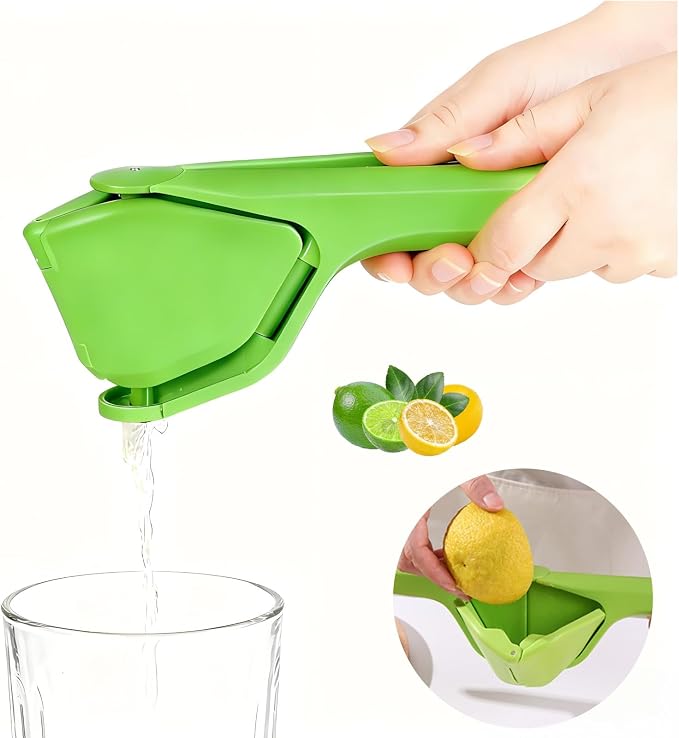 Lime Squeezer, Manual Leverage Hand Juicer, Efficient & Easy Juicing, Green | Easy Squeeze, Sideways Pivot to Increase Leverage, Fold Flat Easy to Place, Easy to Clean, Handheld Lemon Squeezer