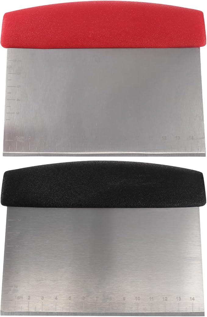 Zerodeko 2pcs Dough Chopper Scale Dough Scraper Kitchen Scraper Metal Bench Scraper Metal Dough Slicer Bakery Scraper Chef Pastry Silicon Spatula Cake Slicer Cutting Machine Stainless Steel