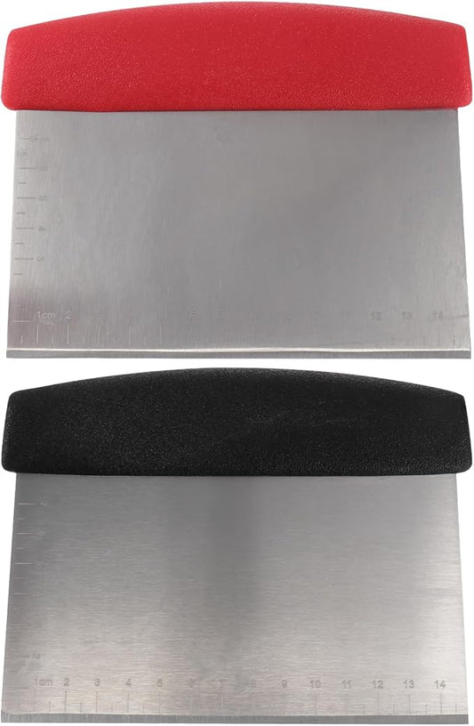 Zerodeko 2pcs Dough Chopper Scale Dough Scraper Kitchen Scraper Metal Bench Scraper Metal Dough Slicer Bakery Scraper Chef Pastry Silicon Spatula Cake Slicer Cutting Machine Stainless Steel