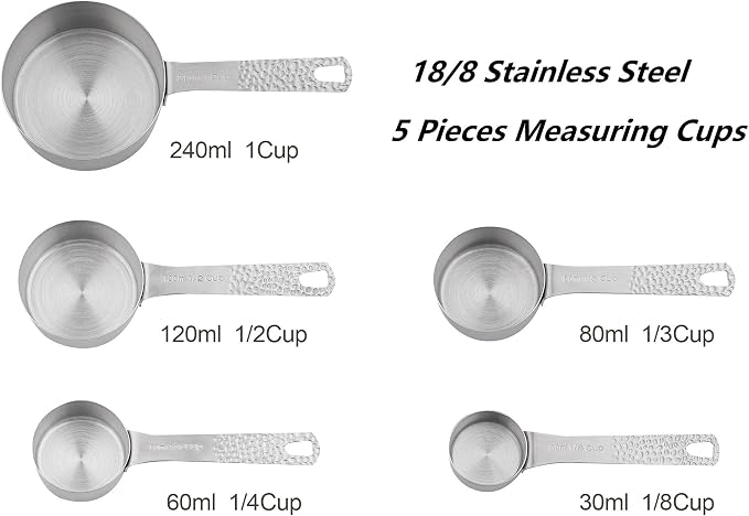 Measuring Cups and Spoons Set, 18/8 Stainless Steel Measuring Cups&Spoons for Kitchen and Baking, Dry and Liquid Metric&US Measuring Cups Spoons with Mini Measuring Spoons Set