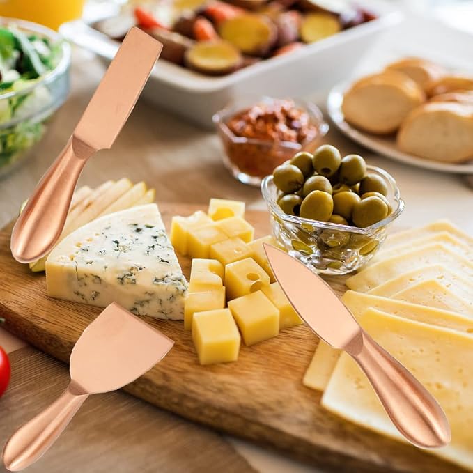 Cheese Knife Set 6 Piece - Stainless Steel Cutter, Spreader With Ergonomic Handle, Shaver and Fork for Holiday, Birthday, Wedding, Party