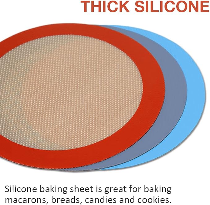 Round Silicone Baking Mat for 8 Inch Cake Pan, 3 Pack | Non-stick, Heat-resistant, Reusable, For Oven, Toaster, Baking Pan, Air Fryer