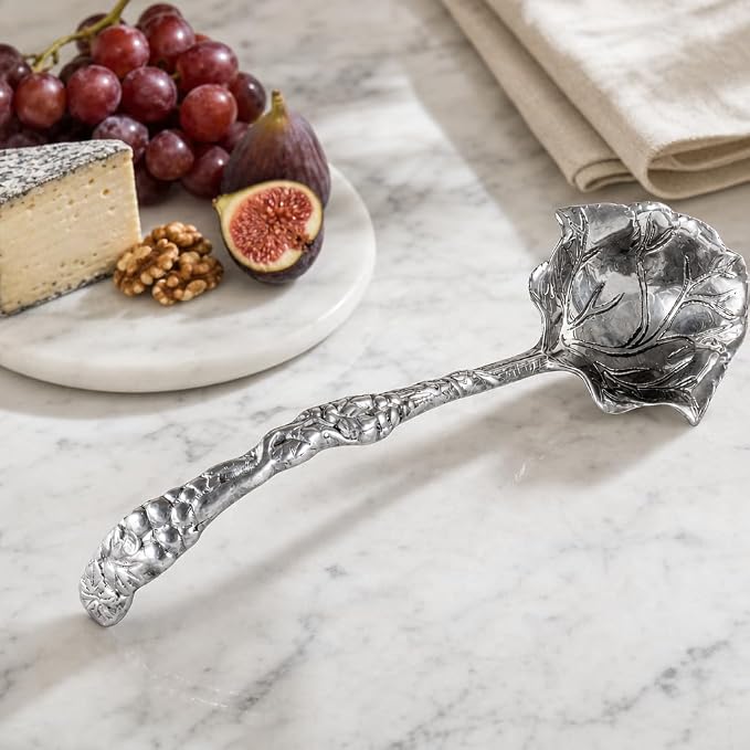 Arthur Court Grape Pattern Aluminum Serving Ladle - Elegant Punch/Soup Ladle for Entertaining - 12 Inch Long