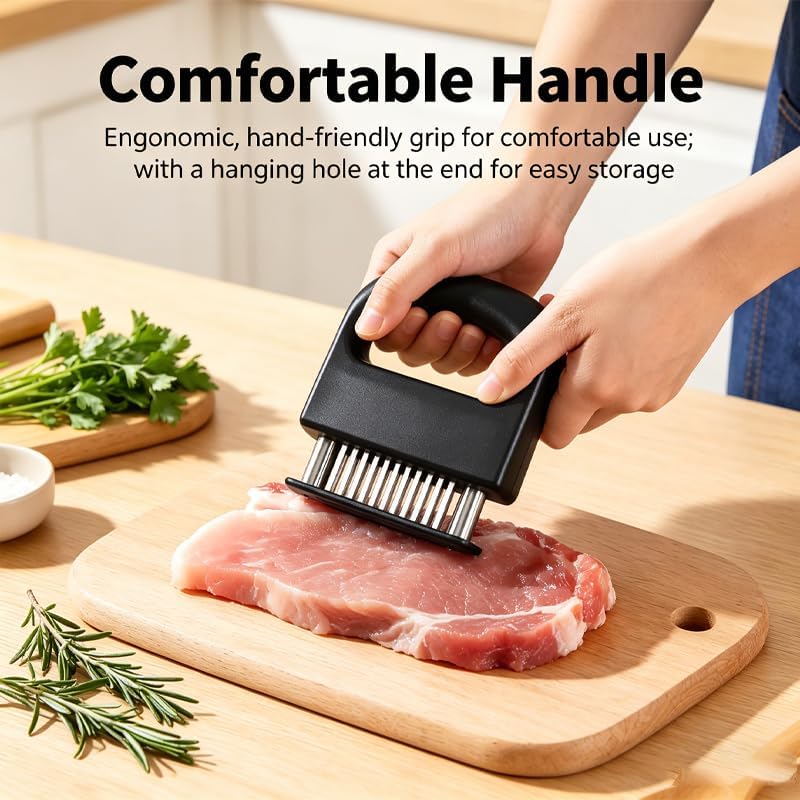 Meat Tenderizer 48 Blade Stainless Steel Needle Meat Tenderizer Tool, Steak Tenderizer for Beef Chicken Pork, Manual Meat Tenderizing Tool for Kitchen BBQ Cooking (2)