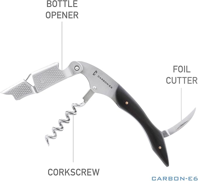 Professional Waiter's Corkscrew Wine-Bottle-Opener (The ultimate wine key for bartenders, servers, sommeliers, connoisseurs, enologists, and all wine enthusiasts) (Ebony)