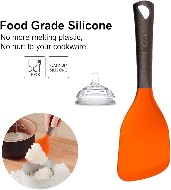 Liflicon Multifuctional Rice Paddle Rice potato food Service Spoon, Non-stick/Eco-friendly/Heat-resistant Up to 446 Degree Fahrenheit Best Silicone Kitchen Utensils Rice Paddle Spoon,Works for Rice