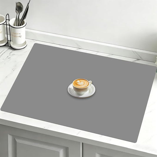 32"x24"(80cmx60cm) Large Silicone Mat for Kitchen Counter, Non-Slip Heat Resistant Countertop Protector, Waterproof Multipurpose Mat for Kitchen Island, Light Gray