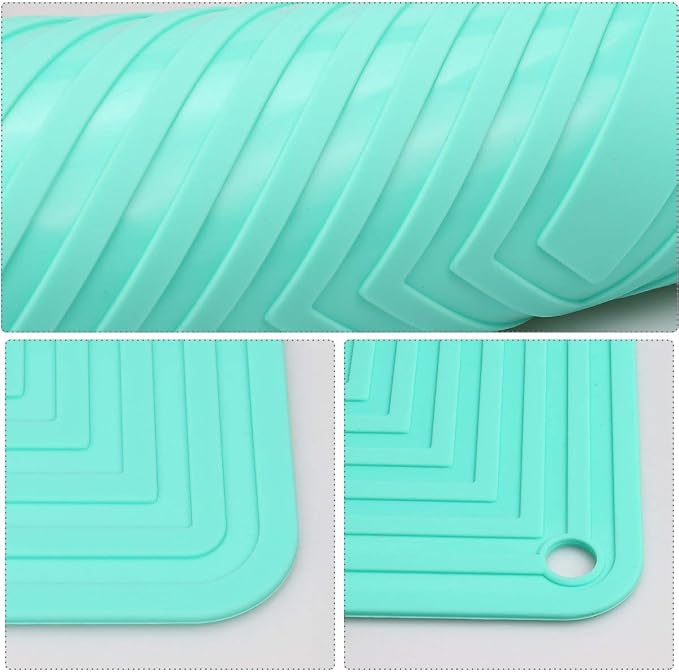 LogHog Large Silicone Trivet Mats for Hot Dishes/Pans, Heat Resistant Pot Holder, 9"x12" Non Slip Flexible Durable Pot Coaster Kitchen Table Mats Set of 2 (Teal)