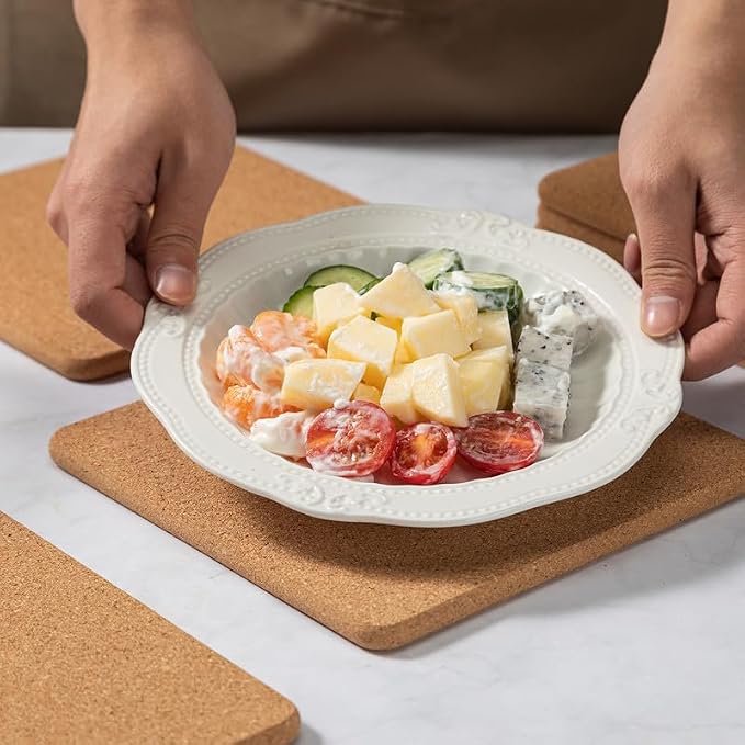 Rectangle Cork Trivets Set - 8 Pack, 12" x 7" x 0.4" Thick, Heat-Resistant Cork Hot Pads for Countertop, Table, and Kitchen, Perfect for Hot Pots and Pans