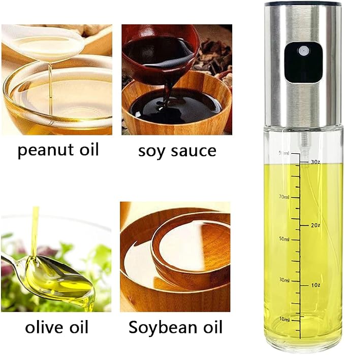 100ml Oil Sprayer Dispenser Oil Spray Bottle Vinegar Sprayer Dressing Spray with Brush Portable Grilling Olive Oil Glass Bottle Kitchen Gadgets for Salad Baking BBQ Air Fryer Roasting