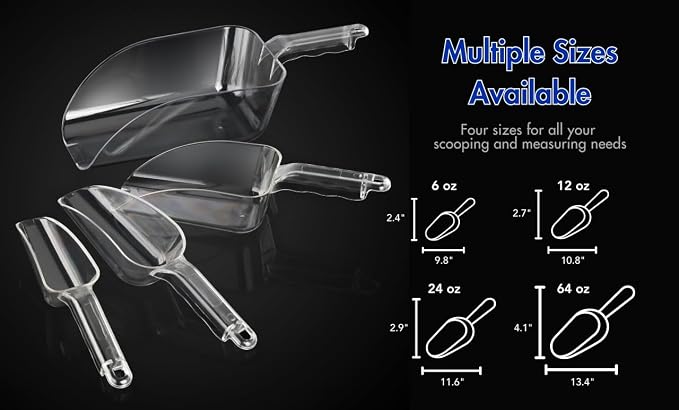 New Star Foodservice Commercial Grade Polycarbonate Plastic Utility Ice Scoop, Clear, 24 oz