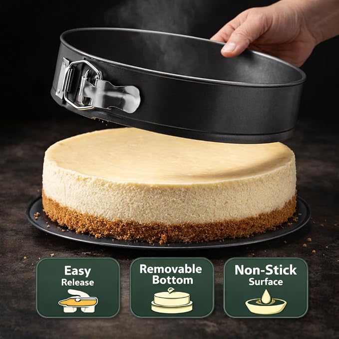 Wee's Beyond Non-Stick Springform Pan 9.5 Inch Cheesecake Pan for Baking – Easy Release Spring Form Pan with Removable Bottom – Durable Cake Pan for Cheesecake, Tortes & Desserts – Easy Clean Bakeware