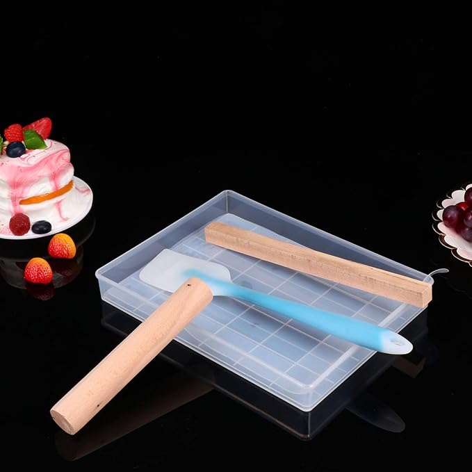 Yardwe 5pcs DIY Nougat Mold Tools Tray Tool Set Silicone Nougat Mold Nonstick Making Mat Rolling Pin Baking Tools Chocolate Candy Tools Large Scraper