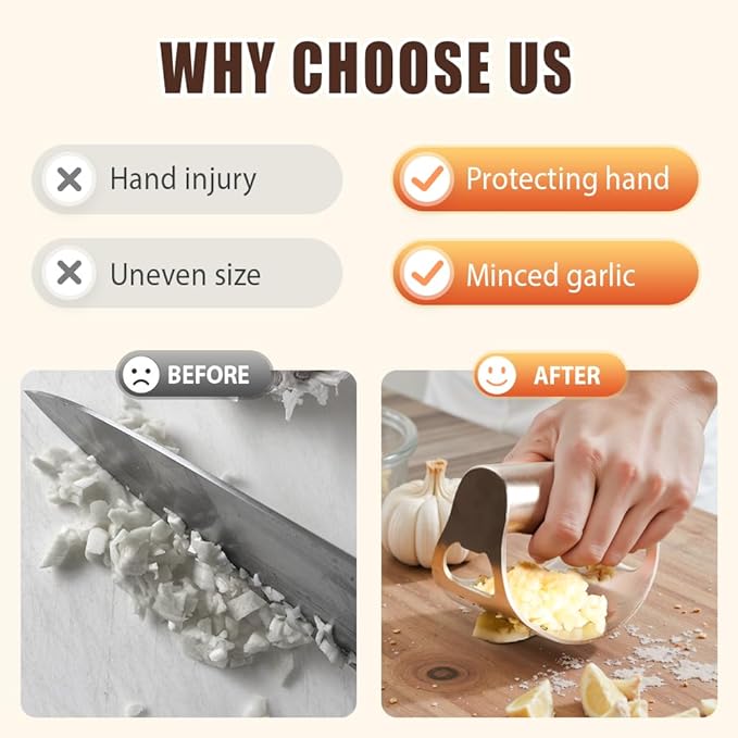 Stainless Steel Garlic Press Rocker, 2025 New Heavy Duty Gralic Crusher Tool with Peeler and Brush for Smash Garlic Built-in Bottle Opener - Easy Kitchen Gadget for Effortless Garlic Prep (1, black)